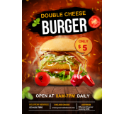 Double Cheese Burger Restaurant Flyer